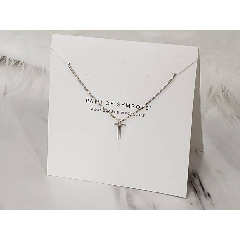 NEW Alex and Ani Cross Sterling Silver Necklace adjustable path of symbols